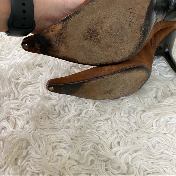 Prada Suede Leather Pointed Tall Zip Boots - Picture 7 of 7